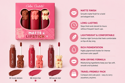color castile pack of (3)bear shade matte lipstick