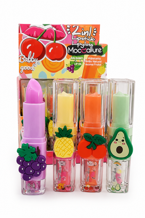 2 in 1 flavored fruit lip balm plus lip oil